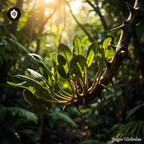 Uncaria Tomentosa sugar spheres in precise orb shape for energetic homeopathic (nonmedical) physical form presentation and storage