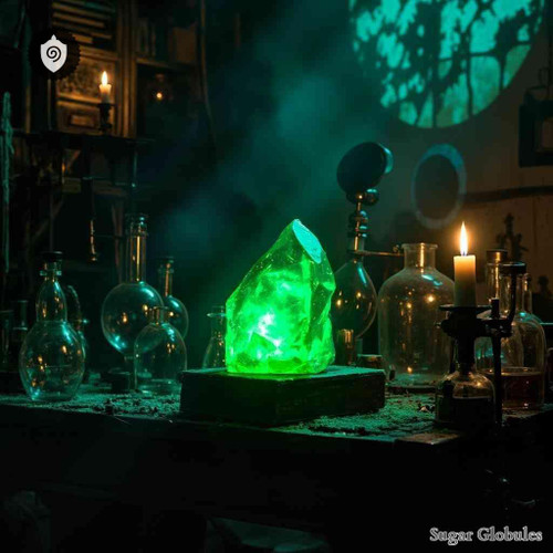 Uranium Arsenicum sugar spheres in orb format for energetic homeopathic (nonmedical) dry-form presentation and precise dosing