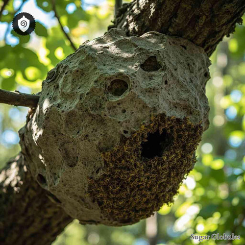 Vespula Vulgaris - Vespulae Nidus sugar spheres in orb form for energetic homeopathic (nonmedical) dry-form product presentation