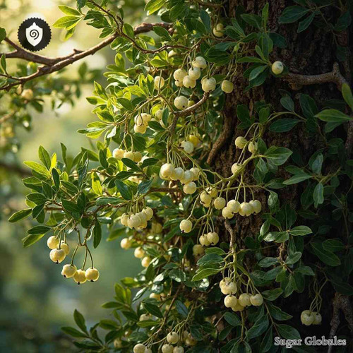 Viscum Album Ulmi sugar spheres in orb format for energetic homeopathic (nonmedical) remedy physical presentation and storage