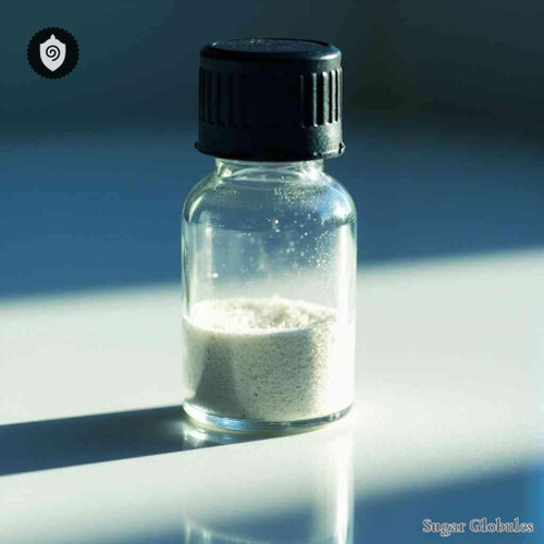 Ytterbium Bromatum sugar spheres in uniform orb form for energetic homeopathic (nonmedical) dry-form presentation and storage