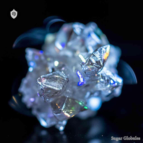 Ytterbium Iodatum sugar spheres in precise orb form for energetic homeopathic (nonmedical) dry-form presentation and storage