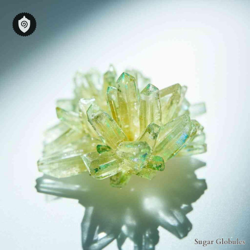 Ytterbium Nitricum sugar spheres in compact orb form for energetic homeopathic (nonmedical) dry presentation and storage