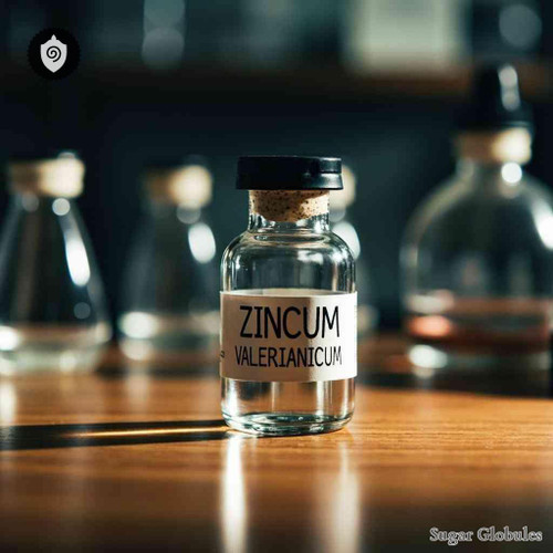 Zincum Valerianicum sugar spheres in spherical form for physical presentation and energetic homeopathic (nonmedical) remedy listing