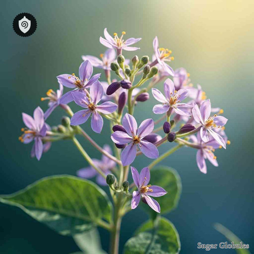 Cerato sugar spheres in consistent orb format, standard size for energetic homeopathic (nonmedical) remedy dry-form presentation