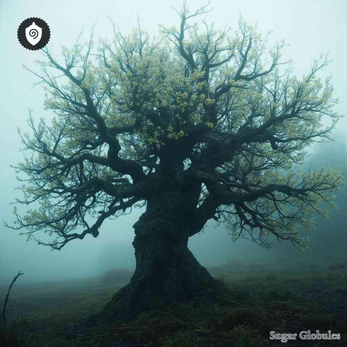 Blackthorn sugar spheres in precise orb form for energetic homeopathic (nonmedical) dry-form presentation and standardized pellet format