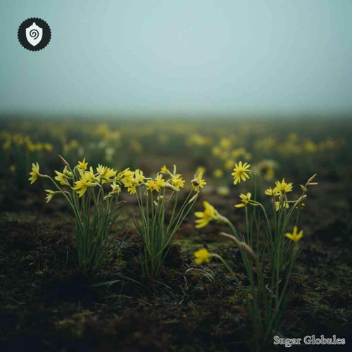 Bog Asphodel sugar granules in orb format, ideal for energetic homeopathic (nonmedical) dry-form presentation and precise dosing