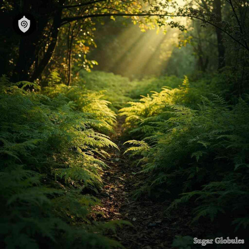 Bracken (alc) sugar granules in compact orb form for energetic homeopathic (nonmedical) product presentation and dry storage