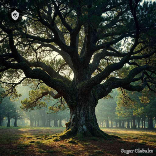 Yew sugar granules in uniform orb format for energetic homeopathic (nonmedical) dry-form presentation and physical remedy listing