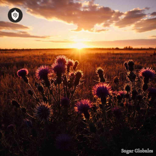 Star Thistle sugar spheres in pellet form for energetic homeopathic (nonmedical) dry storage and physical presentation