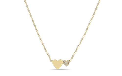 Double Pave Heart Necklace [JNOTH0724]