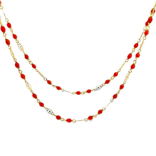 Estate Gold and Beaded Coral Necklace [2XEST0371]