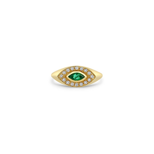 Emerald Diamond Signet Ring [JROTH1439]