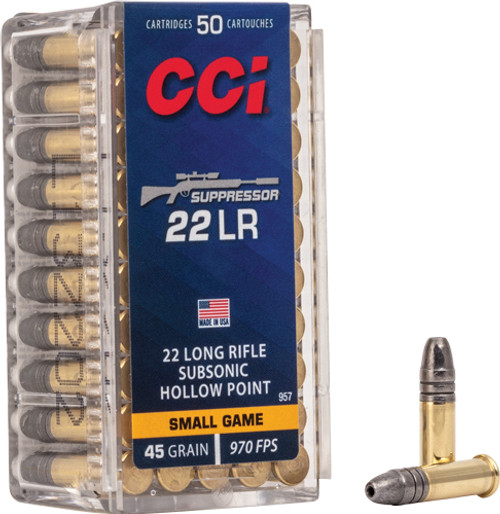 CCI SUPPRESSOR 22LR 45GR HP 970FPS 50RD 100BX/CS