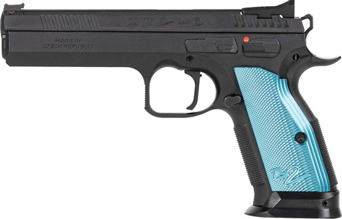 CZ TS2 SA 9MM FS 10-SHOT BLACK POLYCOAT BLUE GRIP
