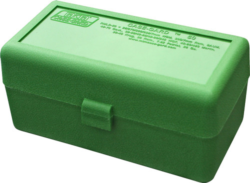 MTM AMMO BOX MEDIUM RIFLE 50-ROUNDS FLIP TOP STYLE GREEN