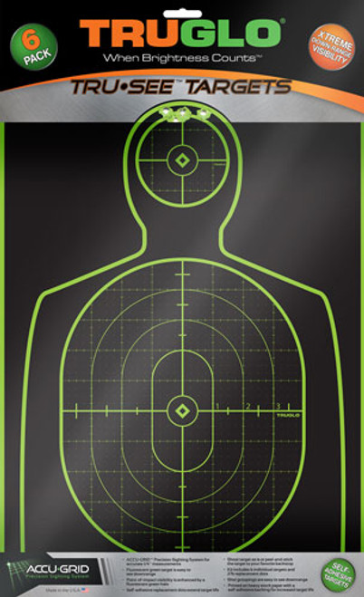 TRUGLO TRU-SEE REACTIVE TARGET HANDGUNNER 12" X 18" 6-PACK