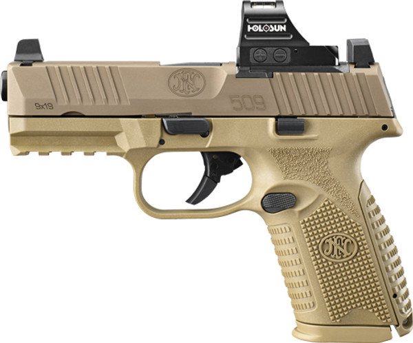 FN 509 M MRD 9MM NMS NS W/ HOLOSUN 407C 2-10RD MAGS FDE