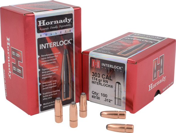 HORNADY BULLETS 303 CAL .312 174GR RN 100CT 15BX/CS