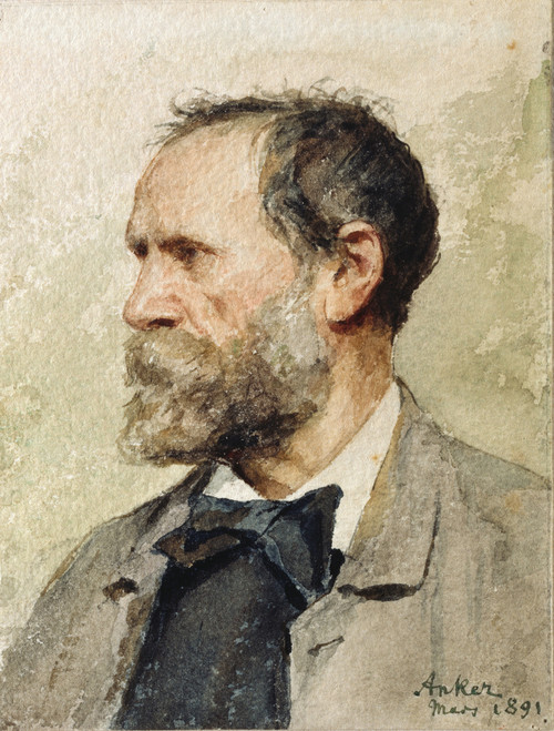Gallery Edition study of Albert Anker's Self-portrait in profile, left.