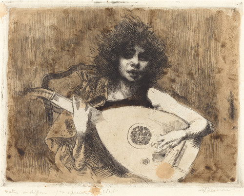 Gallery Edition study of Albert Besnard's The Lute Player (La joueuse de luth).