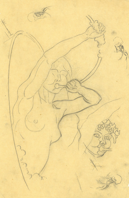 Gallery Edition study of Albert Daenens's Bazuinblazende vrouw, ontwerp.