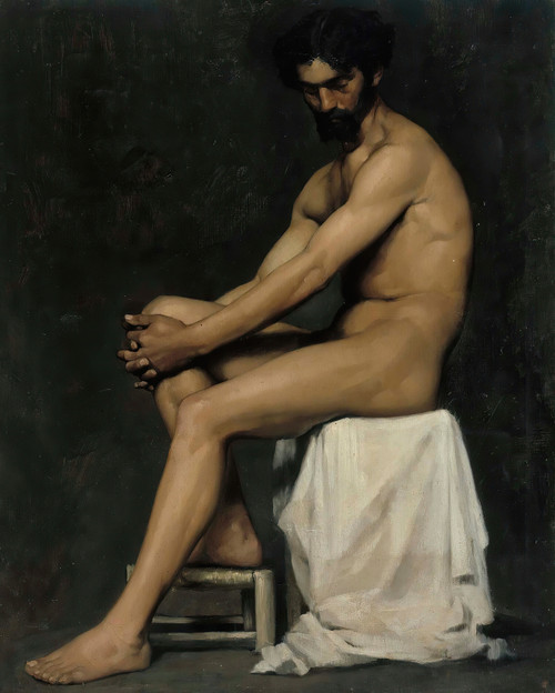 Gallery Edition study of Albert Edelfelt's Seated Man.