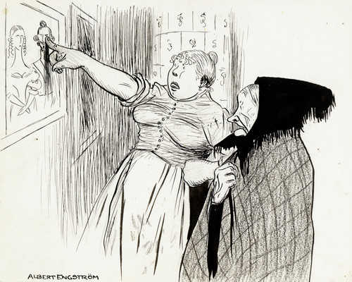 Gallery Edition study of Albert Engström's Old Lena from Knifvatorp.