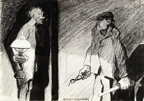 Gallery Edition study of Albert Engström's Professor of Statistics.