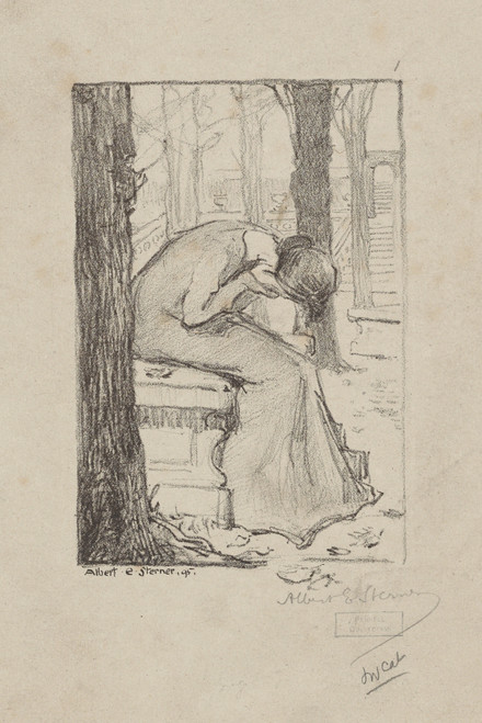 Gallery Edition study of Albert Sterner's Young woman bending forward.