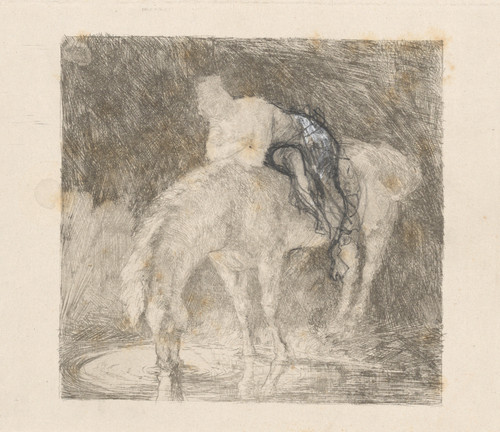 Gallery Edition study of Albert Welti's Amazone ihr Pferd tränkend.
