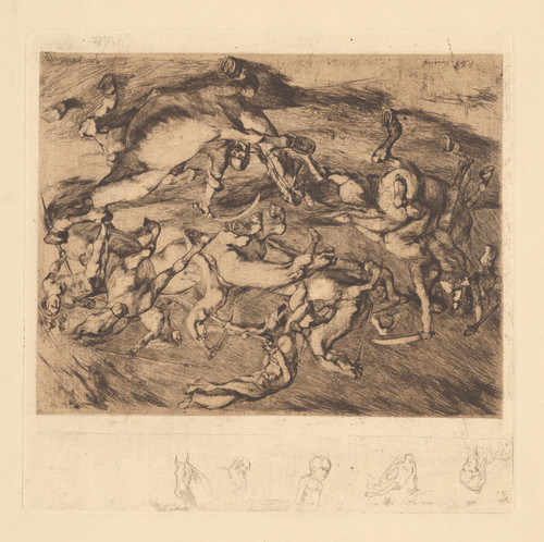 Gallery Edition study of Albert Welti's Amazonenkampf.