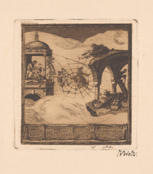 Gallery Edition study of Albert Welti's Ex Libris F. E. Welti.