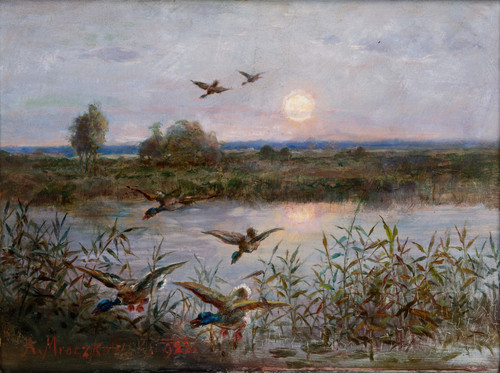 Gallery Edition study of Aleksander Mroczkowski's Ducks over Marshes.