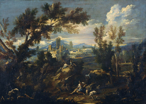 Gallery Edition study of Alessandro Magnasco's Landscape with Shepherds.