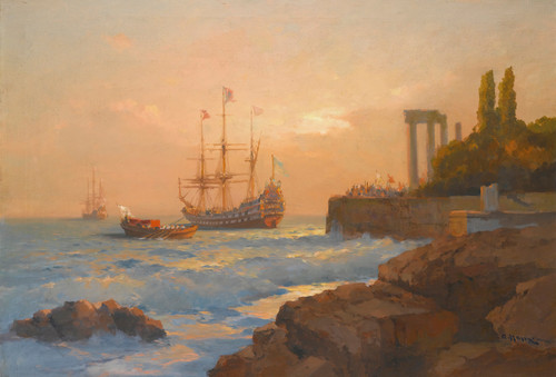 Gallery Edition study of Alexei Vasilievich Hanzen's Triumphant Ship Approaching The Harbour.