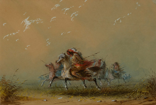 Gallery Edition study of Alfred Jacob Miller's Indians on the War Path.