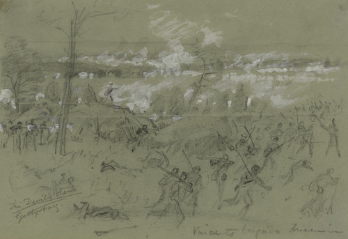 Gallery Edition study of Alfred Rudolph Waud's The Devil’s Den Gettysburg.