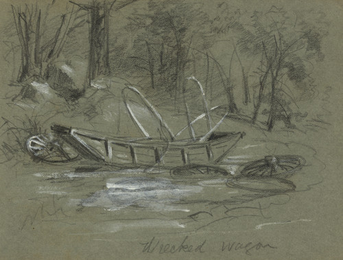Gallery Edition study of Alfred Rudolph Waud's Wrecked wagon.