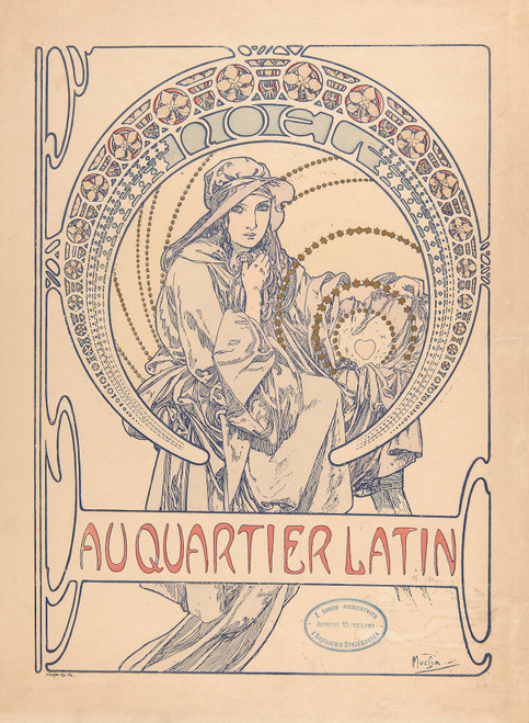 Gallery Edition study of Alphonse Mucha's Au Quartier Latin – cover design.