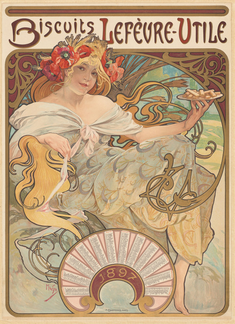 Gallery Edition study of Alphonse Mucha's Biscuits Lefèvre-Utile.