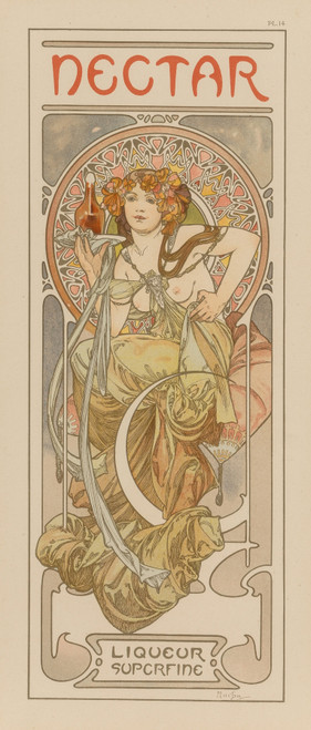 Gallery Edition study of Alphonse Mucha's Nectar.