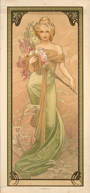 Gallery Edition study of Alphonse Mucha's Spring.