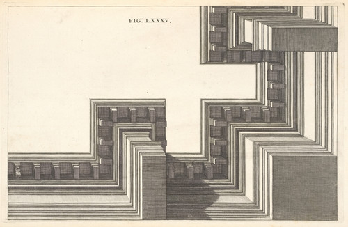 Gallery Edition study of Andrea Pozzo's A Corinthian cornice in horizontal perspective..