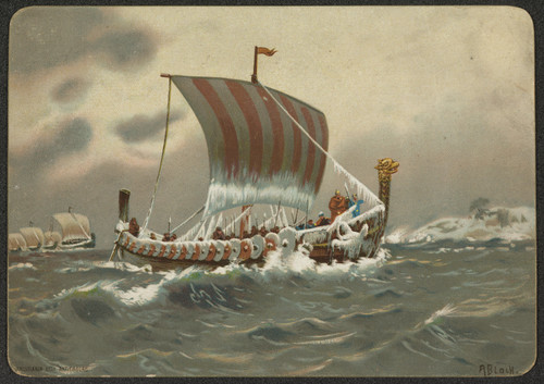 Gallery Edition study of Andreas Bloch's Viking ship.