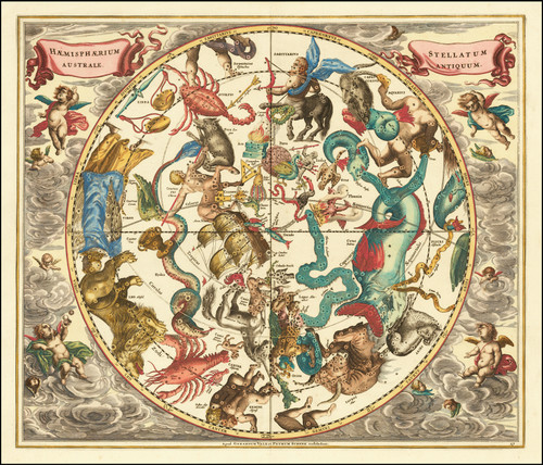 Gallery Edition study of Andreas Cellarius's Haemisphaerium Stellatum Australe Antiquum.