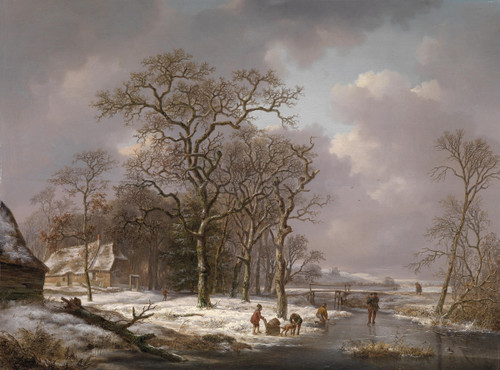 Gallery Edition study of Andreas Schelfhout's Figures In A Winter Landscape.