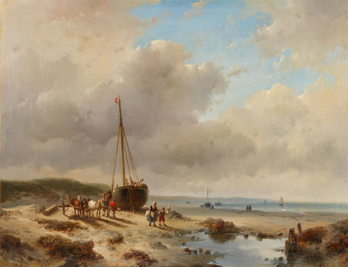 Gallery Edition study of Andreas Schelfhout's Fischerboote am Strand.