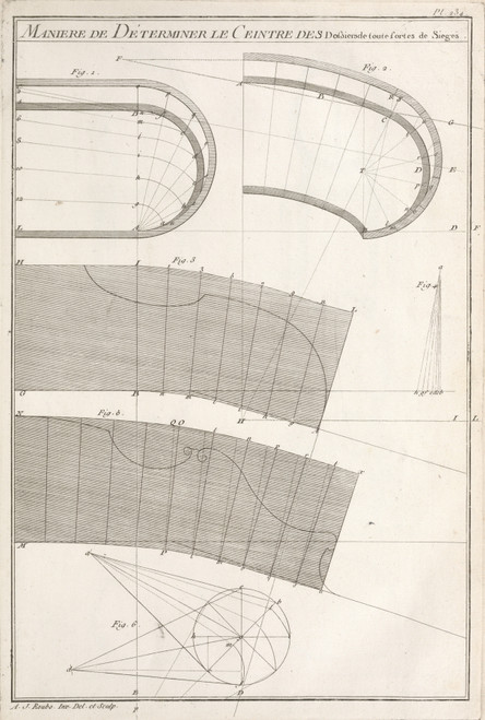 Gallery Edition study of André Jacob Roubo's Maniere de déterminer le ceintre des dossiersde toute sortes de sieges.