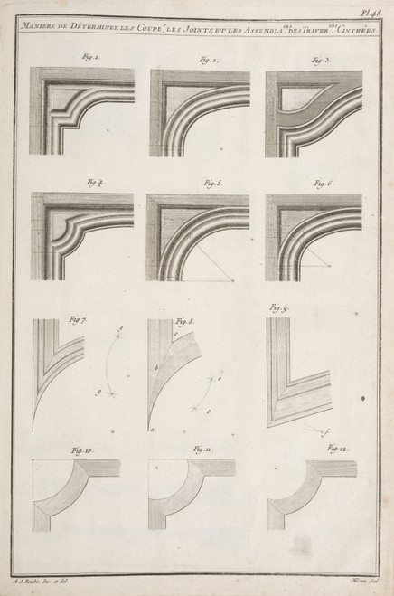 Gallery Edition study of André Jacob Roubo's Maniere de déterminer les coupes, les joints, et les assemblages, des traverses cintrées..